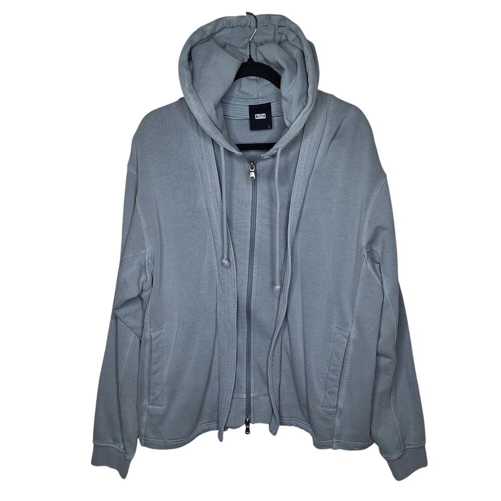 Kith 101 Fulton Kimono Hoodie Men Large Convertible Cardigan Sweatshirt Gray